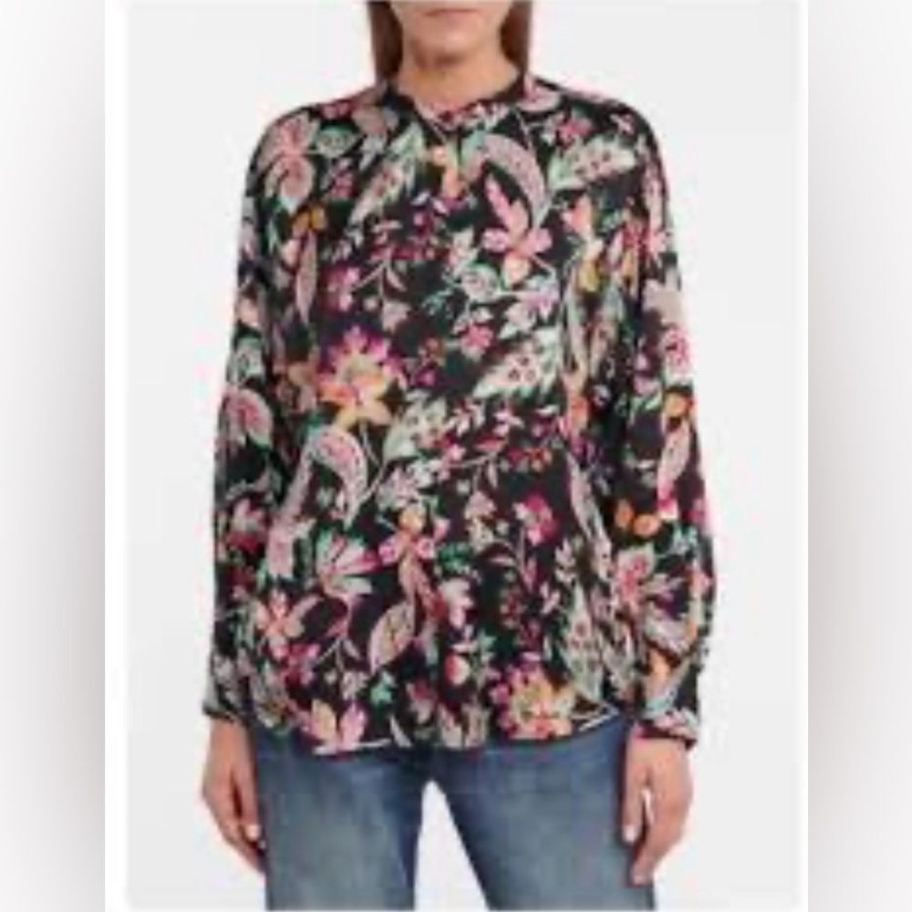 Isabel Marant Black Floral Paisley Long-Sleeve Blouse